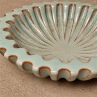 rillet keramik skål blågrøn glaseret skål Schollert keramik dansk  ceramic
